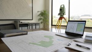 地籍調査会社 M&Aの承継相談と成果品台帳を確認する測量実務のイメージ